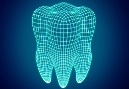 Digital render of a tooth representing oral scan