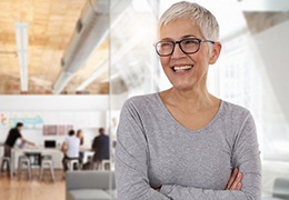 older woman smiling with dental bridges in Goodlettsville 