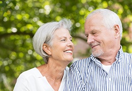 older couple looking at each other and smiling