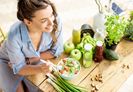 woman eating healthy food