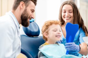 young boy in dental chair