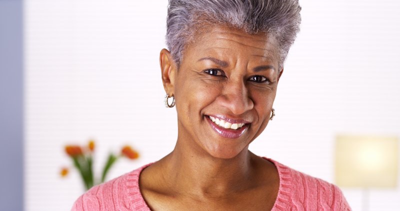 older woman smiling nice teeth