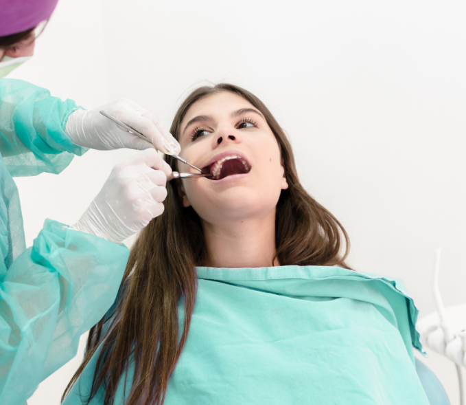 Woman having dental procedure