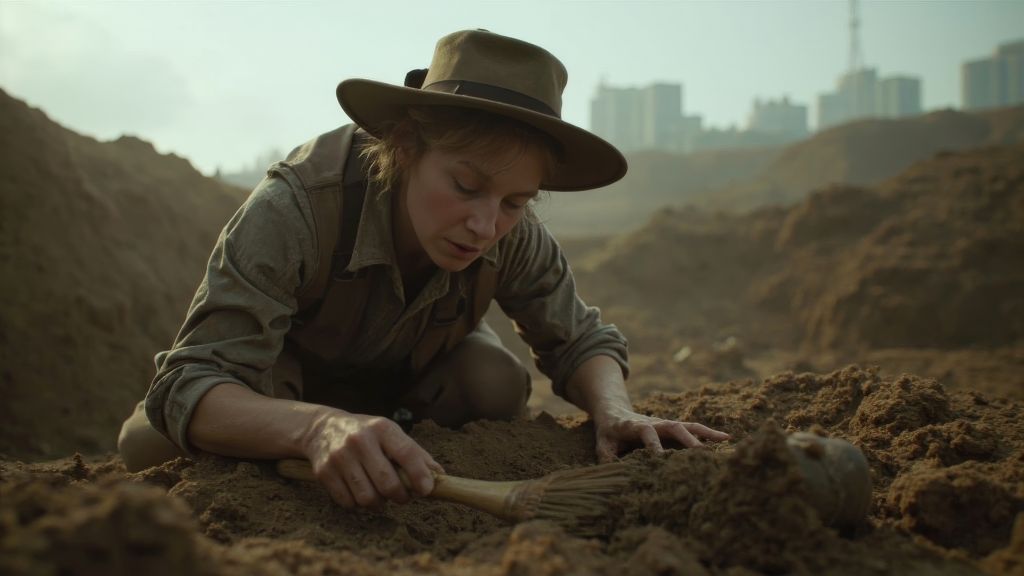 A woman at an archaeological site